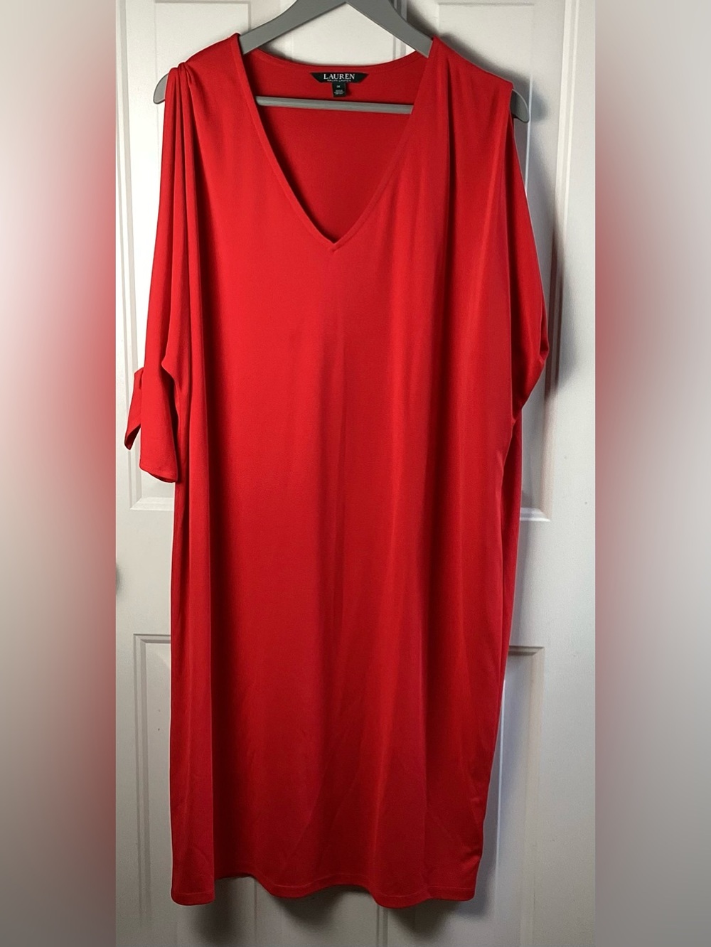 Ralph Lauren Bright Red V-Neck midi dress